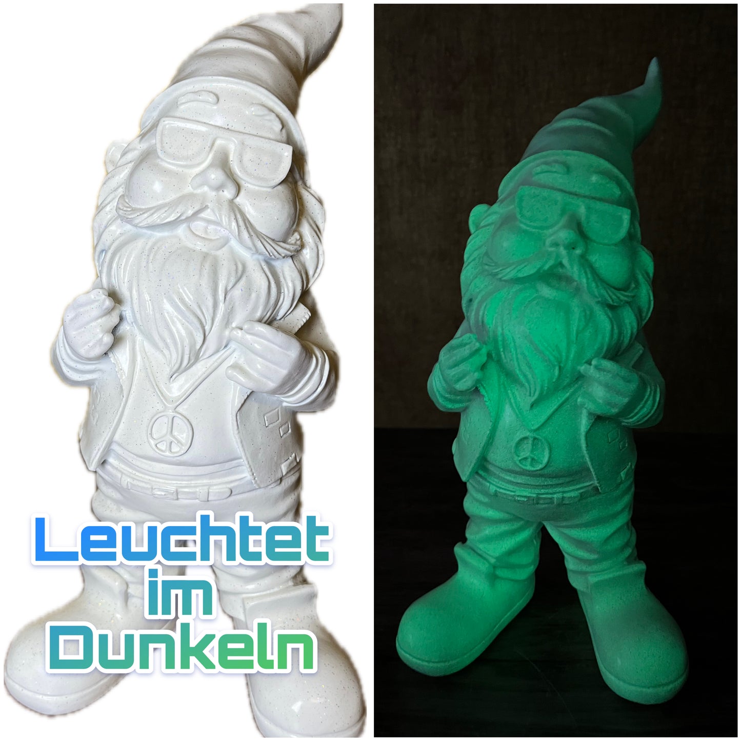 gartenzwerg dekofigur gartenfigur weiss glitzer glow leuchteffekt gnome kunstharz gartenzwerg-lustig kunsthandwerk