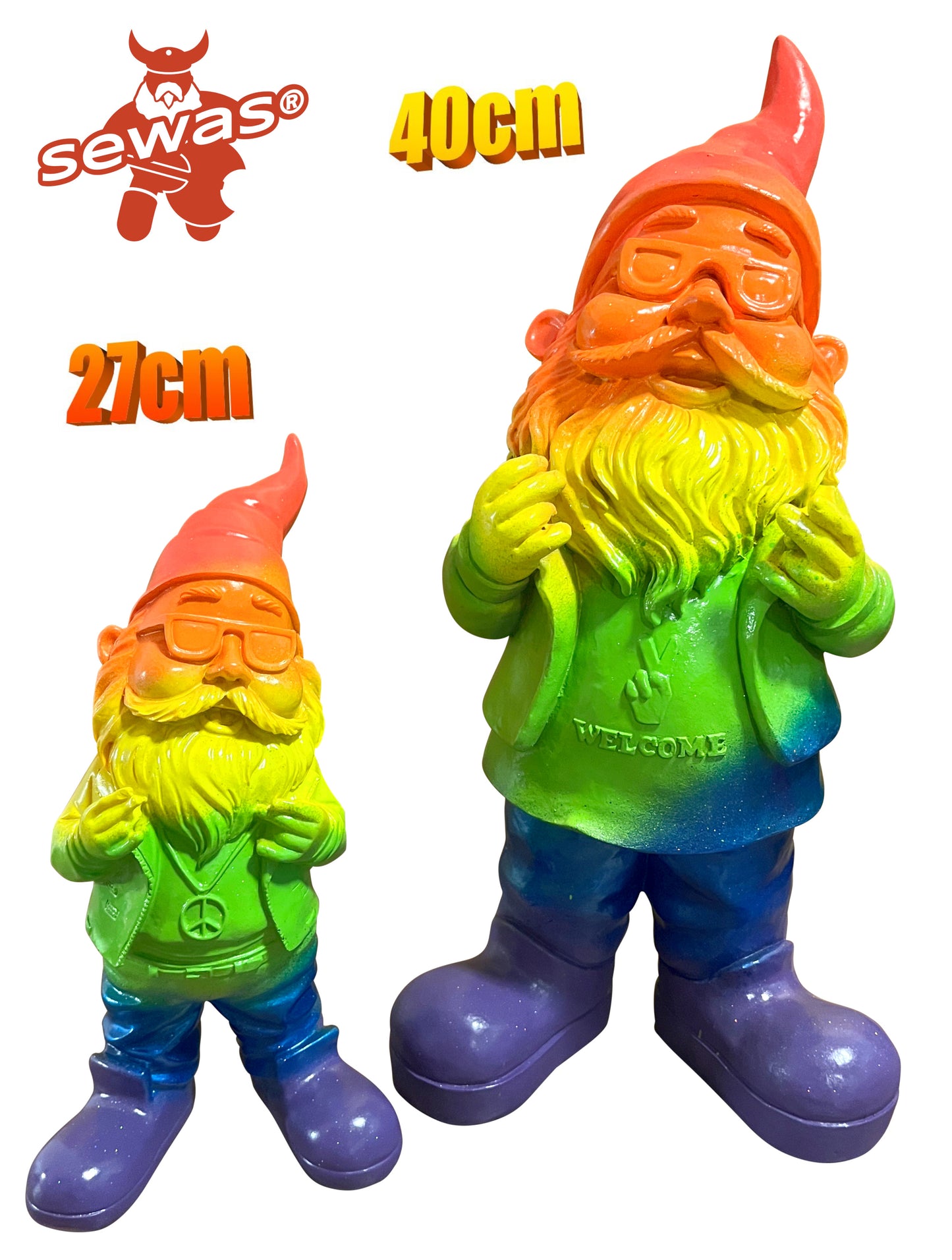 gartenzwerg dekofigur gartenfigur regebogenfarbe pride rainbow gnome kunstharz gartenzwerg-lustig kunsthandwerk