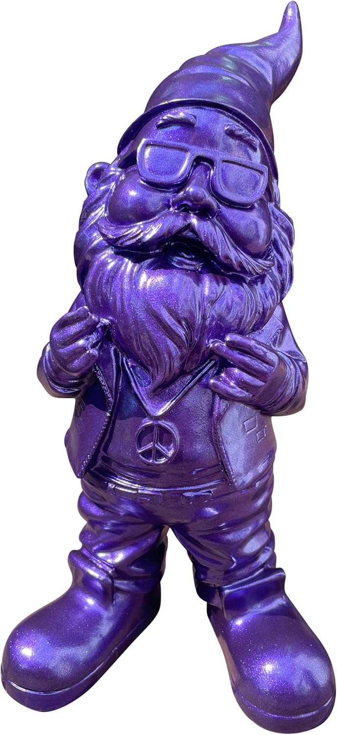 gartenzwerg dekofigur gartenfigur dark violett purple lila glitter glitzer gnome kunstharz gartenzwerg-lustig kunsthandwerk