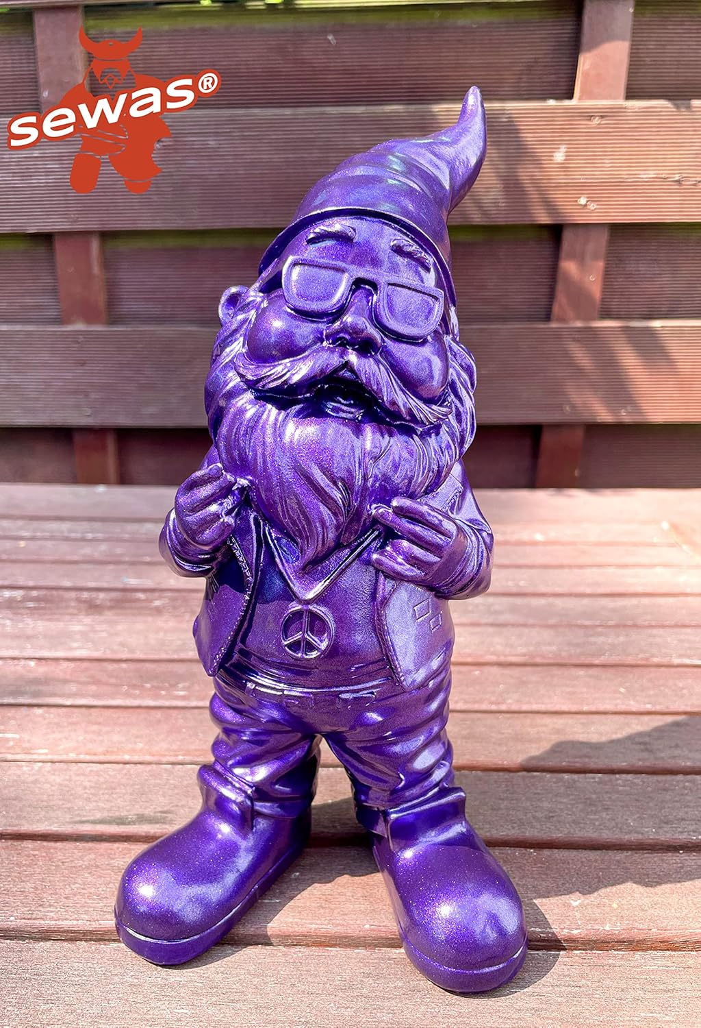 gartenzwerg dekofigur gartenfigur dark violett purple lila glitter glitzer gnome kunstharz gartenzwerg-lustig kunsthandwerk